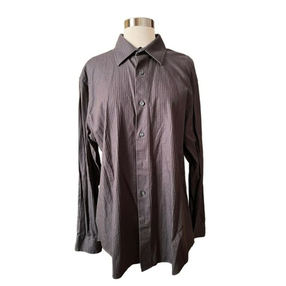 Apt. 9 Men’s Charcoal Gray Tone-On-Tone Striped Button Up Large